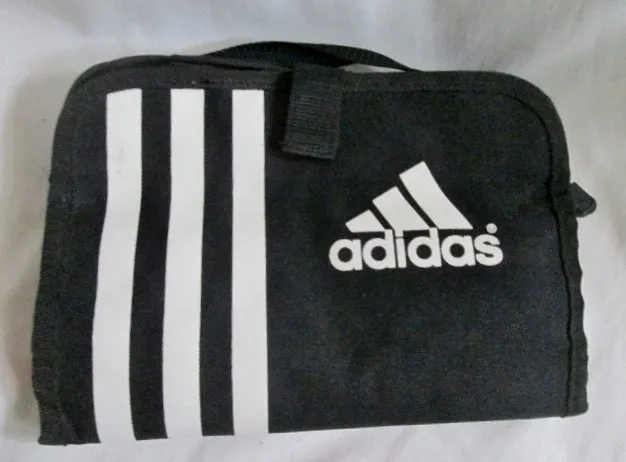 ADIDAS Signature Logo Organizer Toiletries Cosmetics Travel BAG BLACK WHITE