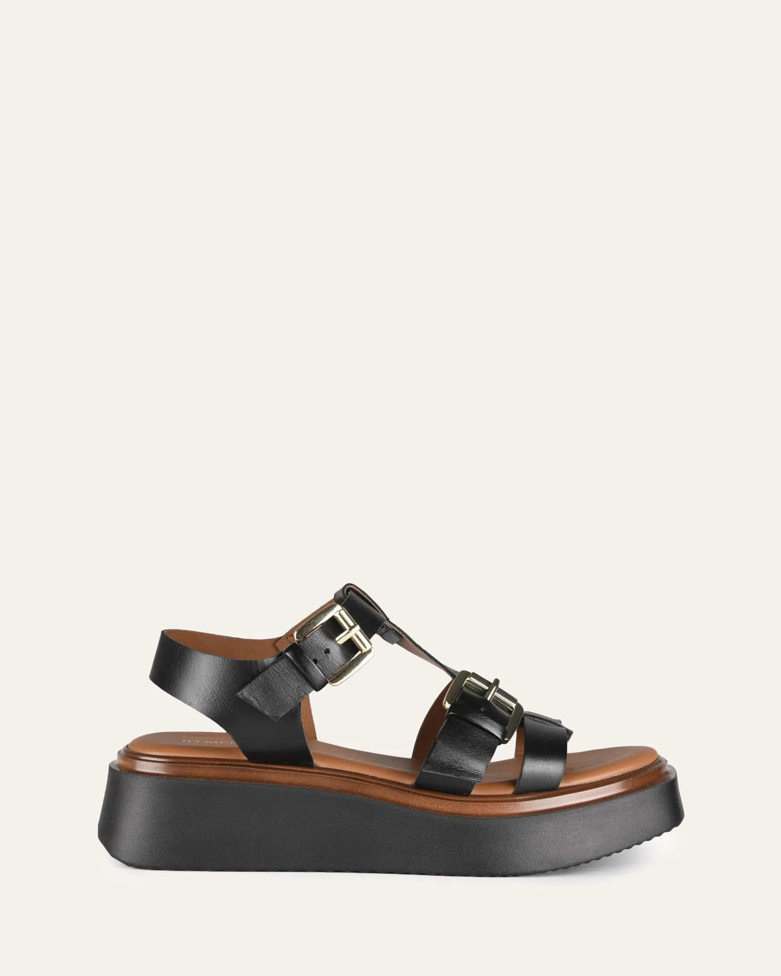 ANGELINA FLAT SANDALS BLACK LEATHER