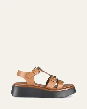 ANGELINA FLAT SANDALS TAN LEATHER