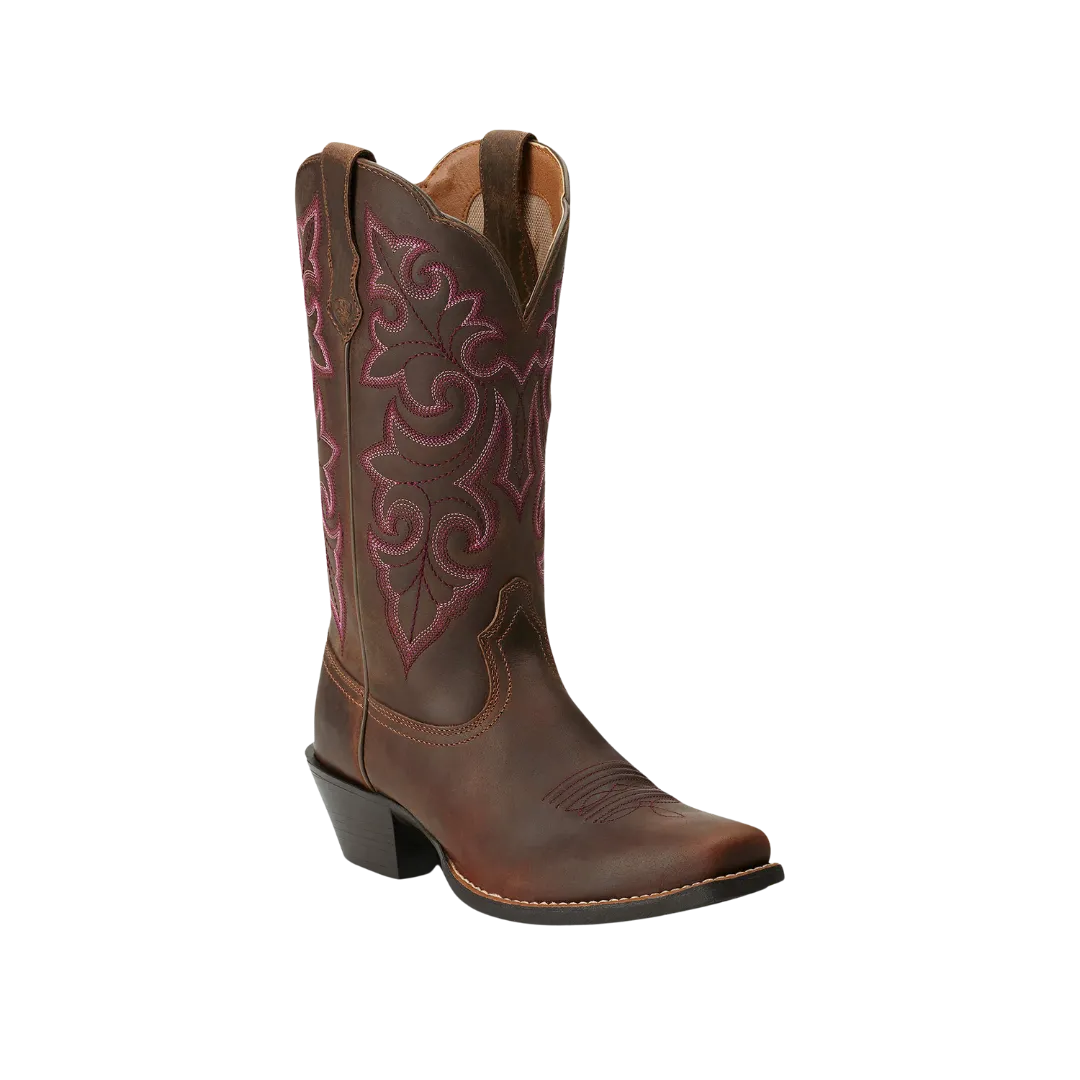 Ariat Women's Round Up Square Toe Western Brown Boots