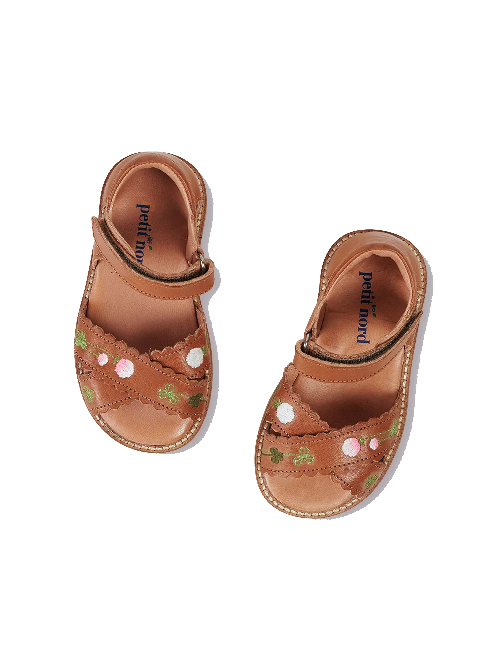 Blooming Clover Scallop Crossover Sandal - Cognac