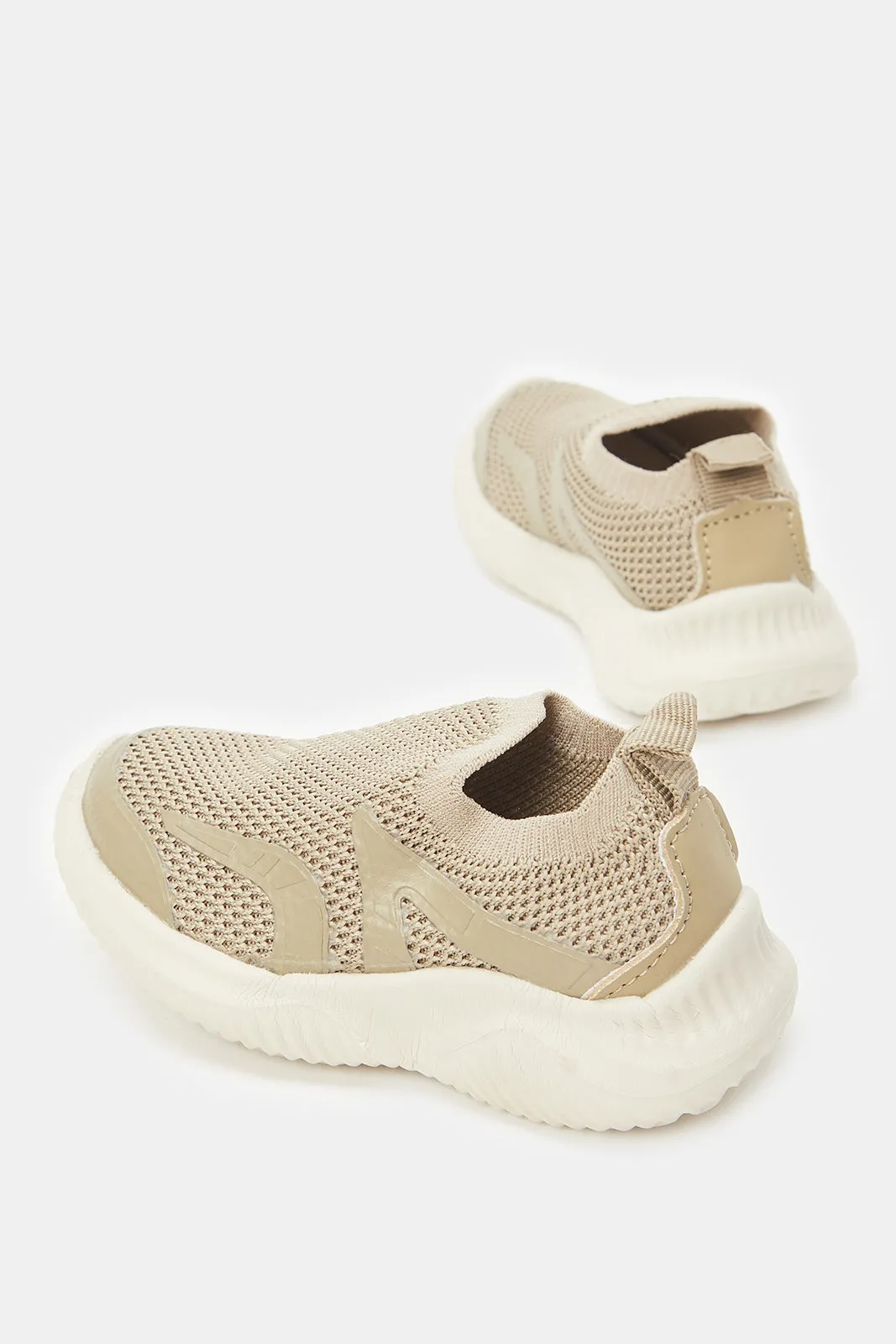 Boys Beige Slip-On Sneakers