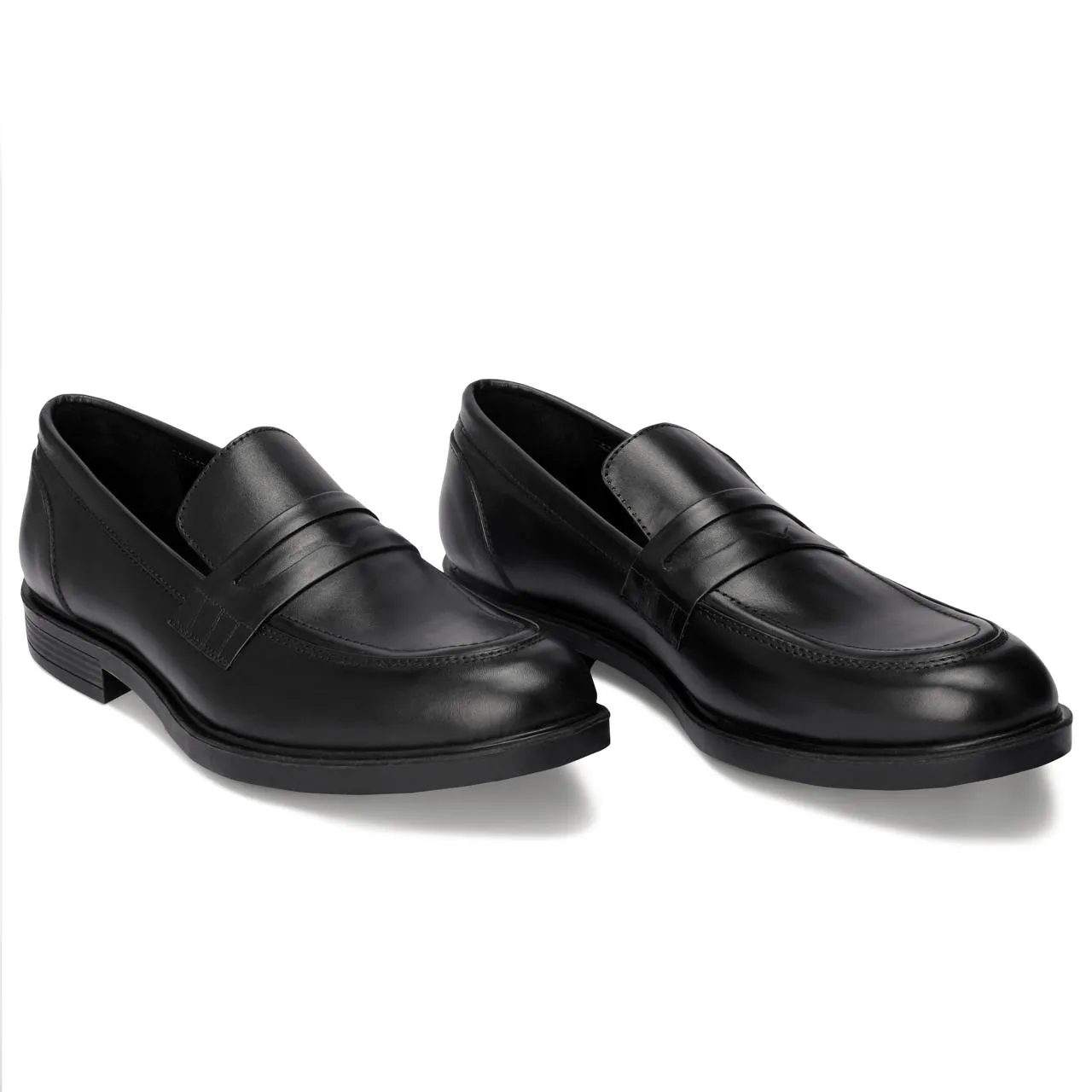 Brio Men's Penny Loafer Real Leather Shoes- Black