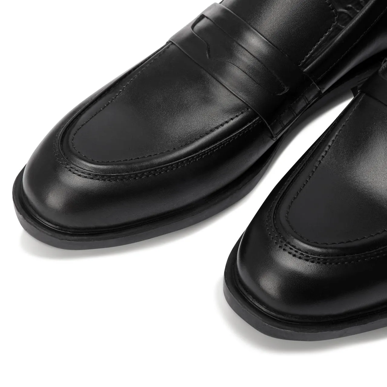 Brio Men's Penny Loafer Real Leather Shoes- Black