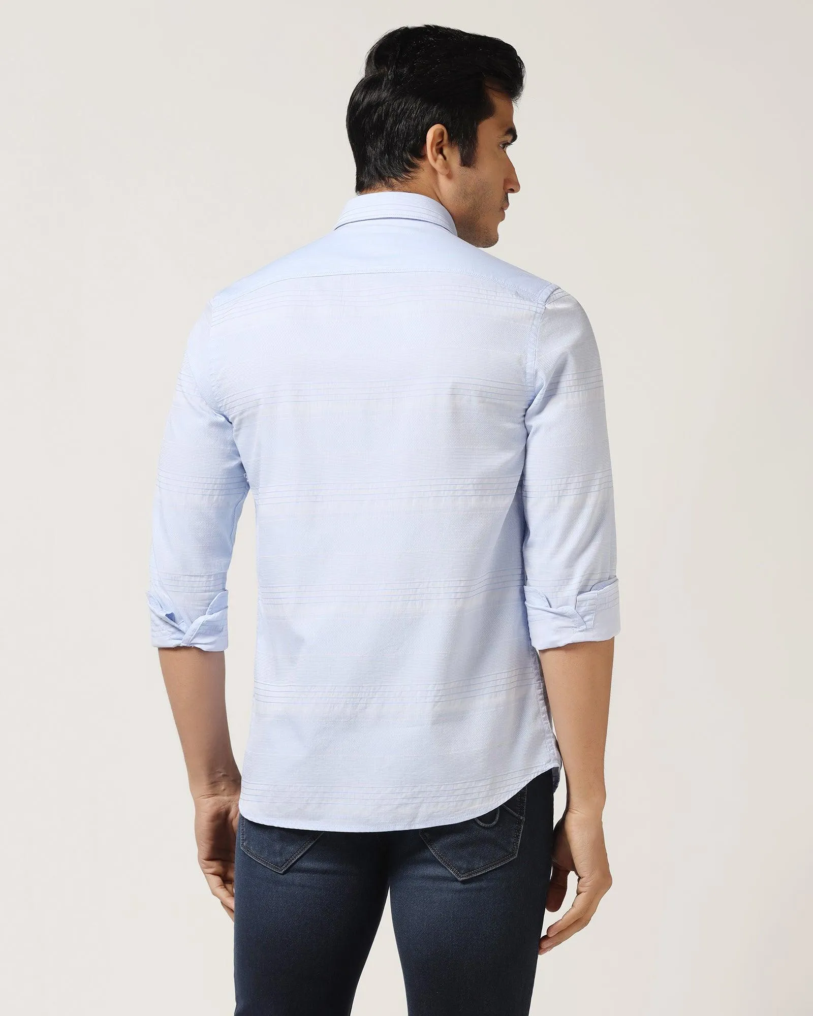 Casual Blue Textured Shirt - Newton