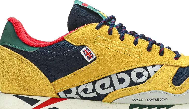 Classic leather ripple altered 'yellow navy' Reebok sneakers, yellow