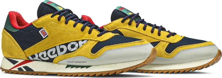 Classic leather ripple altered 'yellow navy' Reebok sneakers, yellow