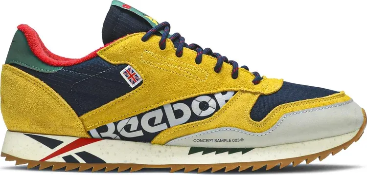 Classic leather ripple altered 'yellow navy' Reebok sneakers, yellow