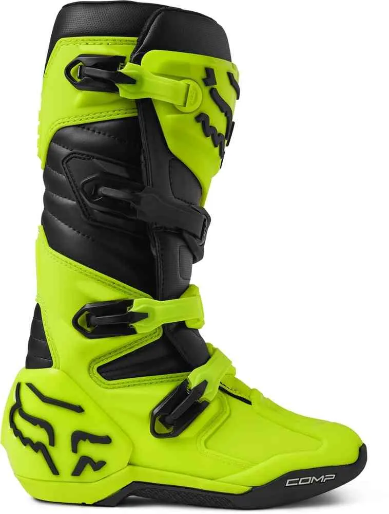 Comp FOX Motocross Boots, Black/Yellow Fluorescent