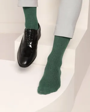 Cotton Forest Green Textured Socks - Turkey