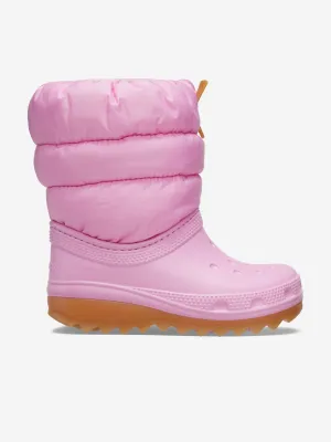 Crocs Girls Classic Neo Puff Boots in Pink