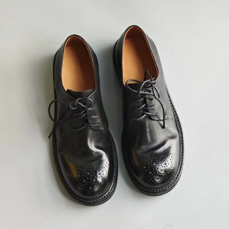 Designer Shoes Leather Lace Up Oxford Derby Shoes For Women Handmade in Brown/Black