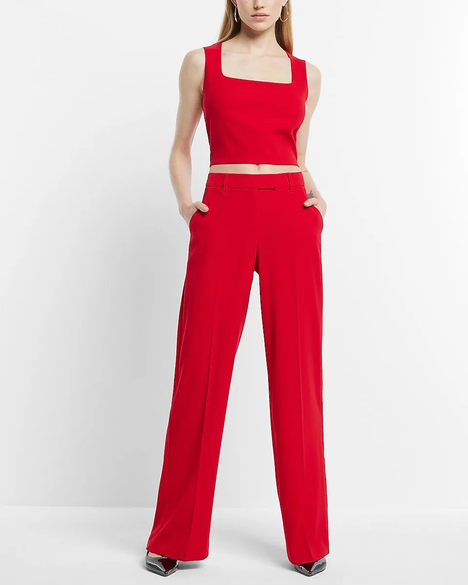 Editor Mid Rise Relaxed Trouser Pant in Lipstick Red