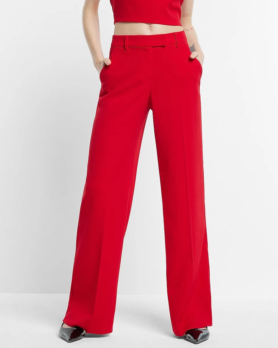 Editor Mid Rise Relaxed Trouser Pant in Lipstick Red