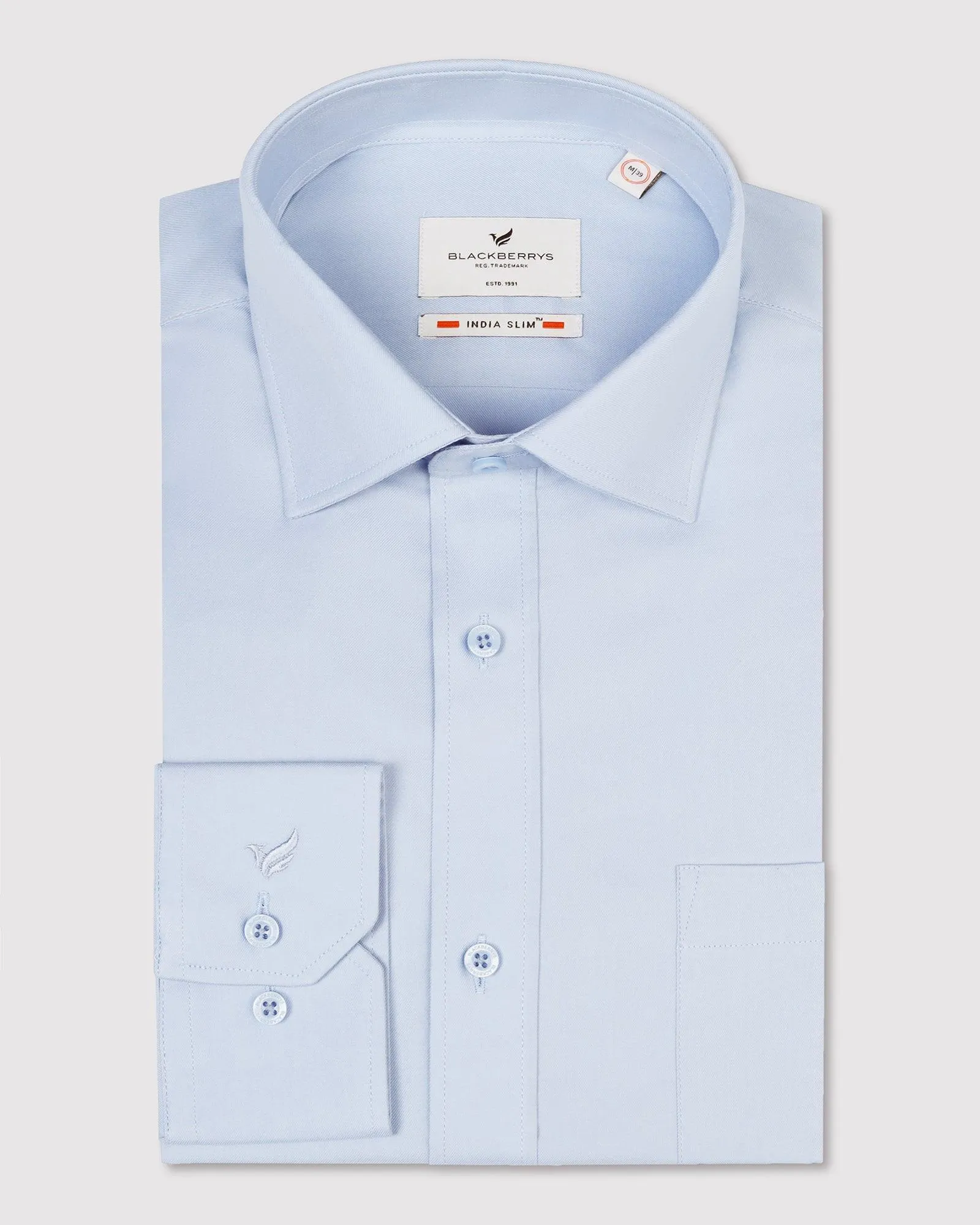 Formal Blue Solid Shirt - Retro