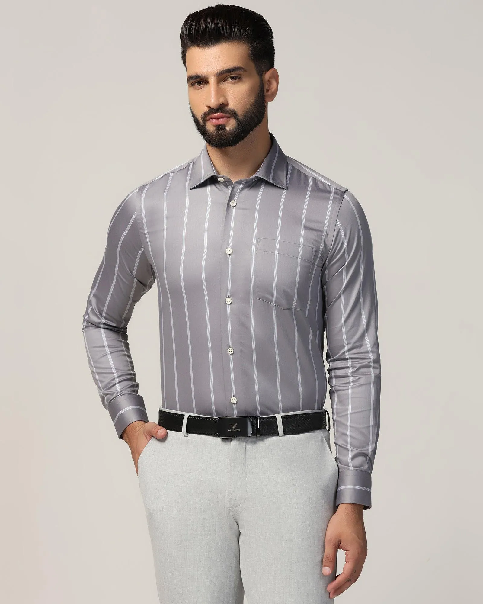 Formal Grey Stripe Shirt - Comet