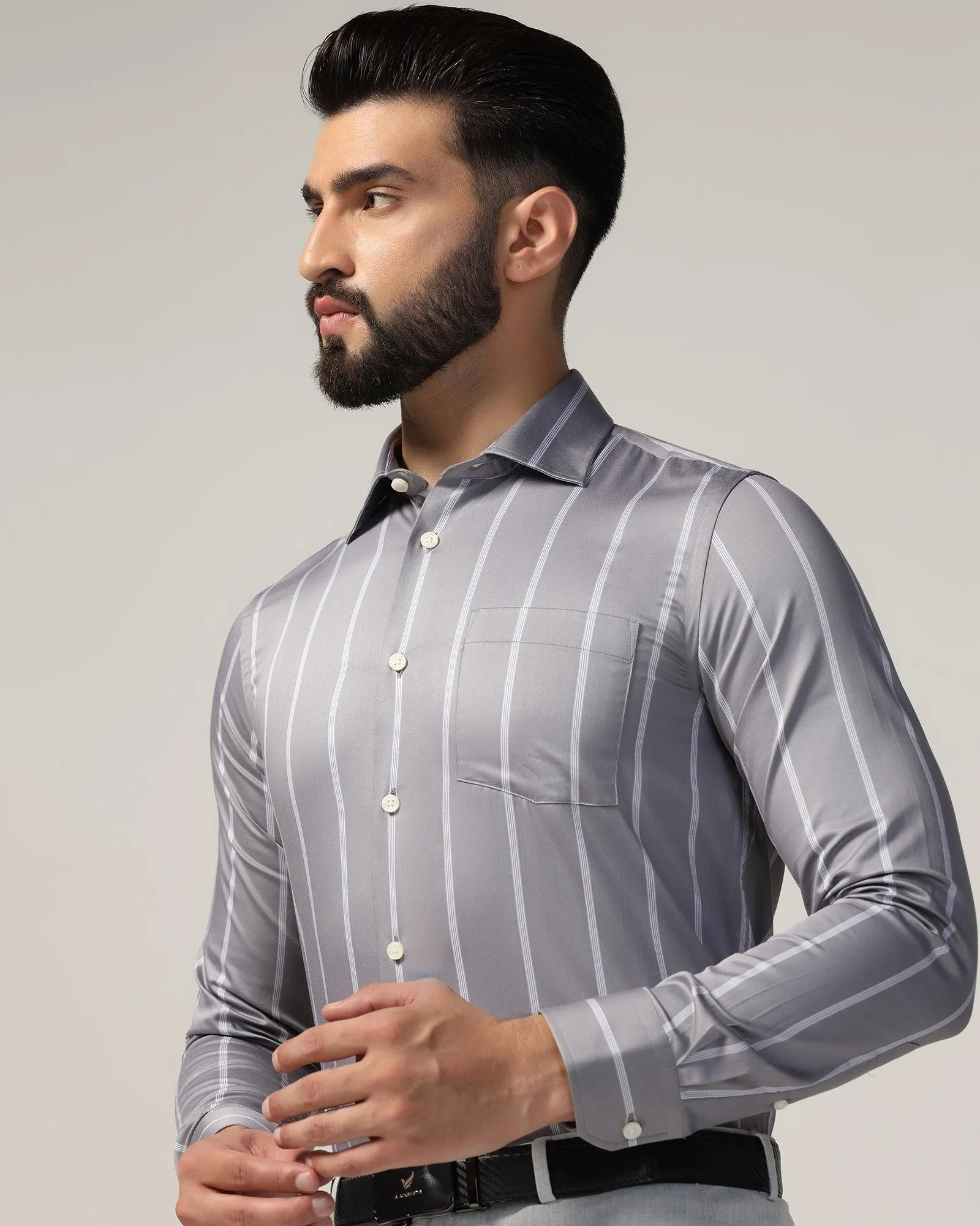 Formal Grey Stripe Shirt - Comet