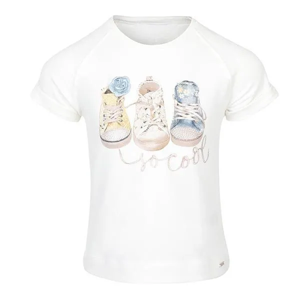 GIRLS T-SHIRT WITH SHOE GRAPHICS - OFFWHITE