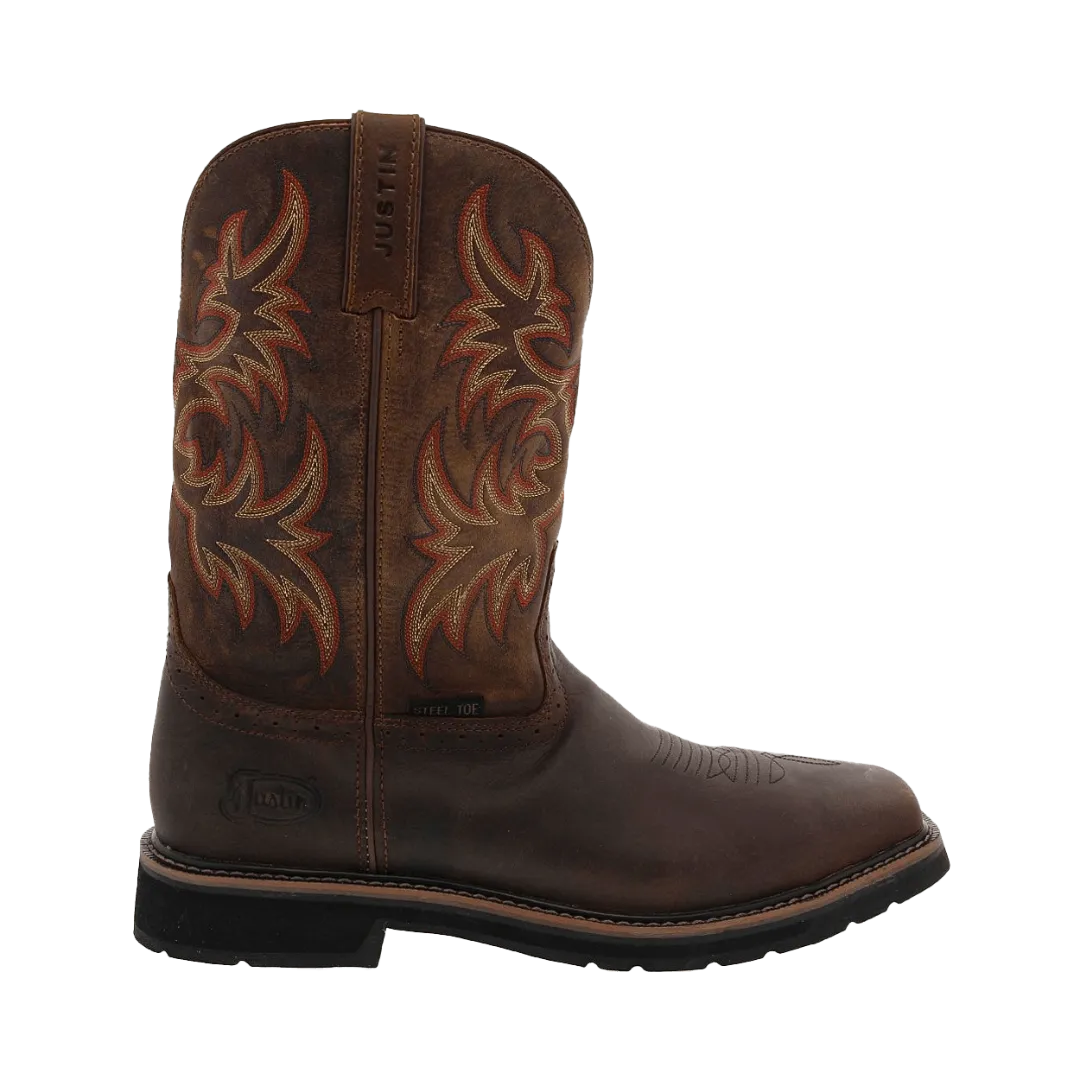 Justin Rugged Men's Tan Cowhide Stampede Steel Toe Work Boots