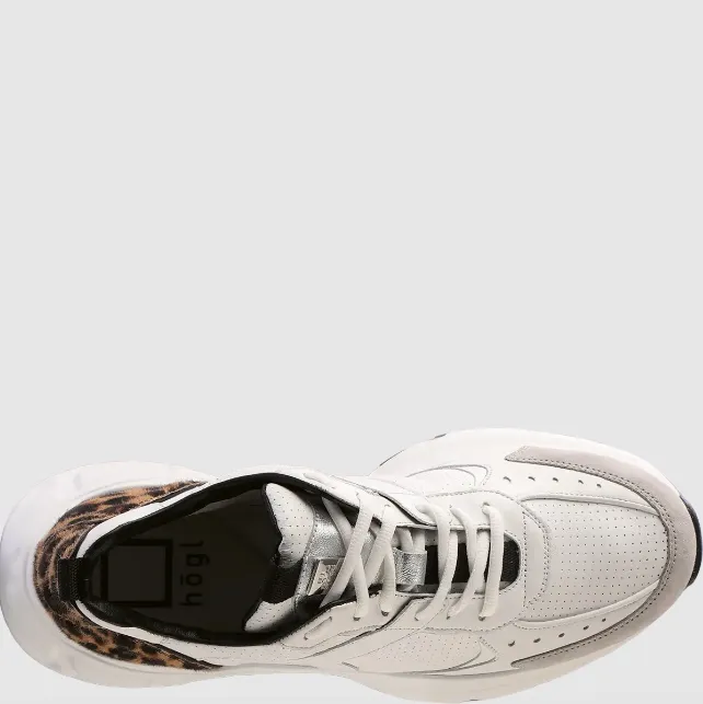 Leather Leopard Mix Chunky Trainers White/Leopard