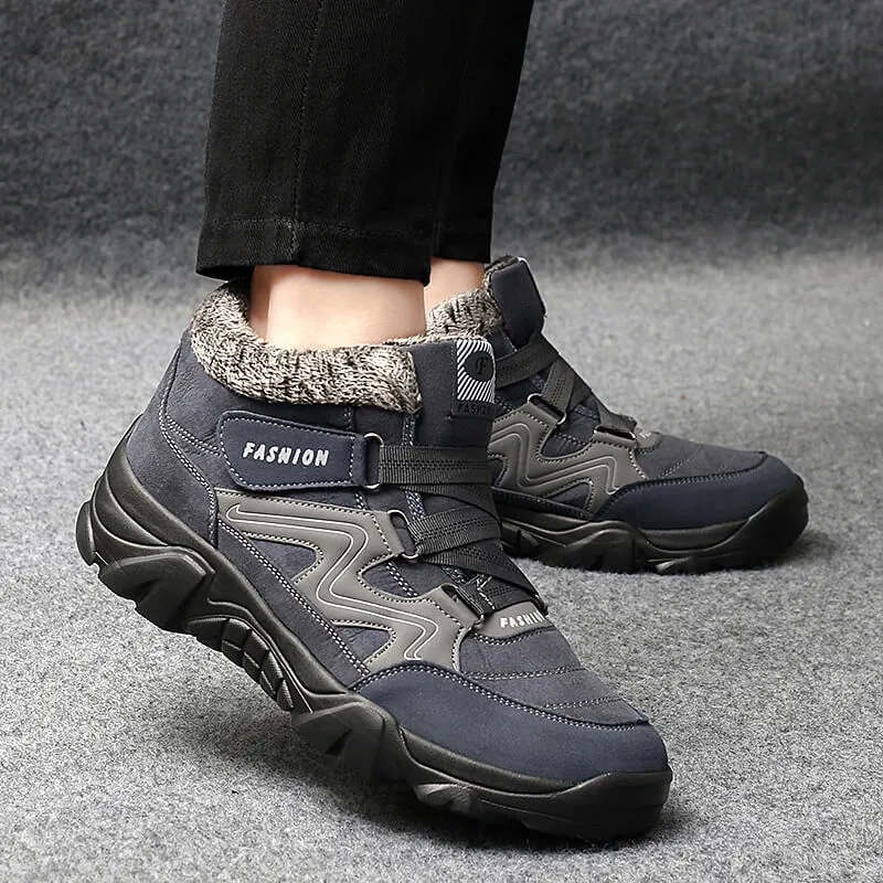 Man's winter thermal velvet velcro buckle trendy joker hiking sneakers 2023