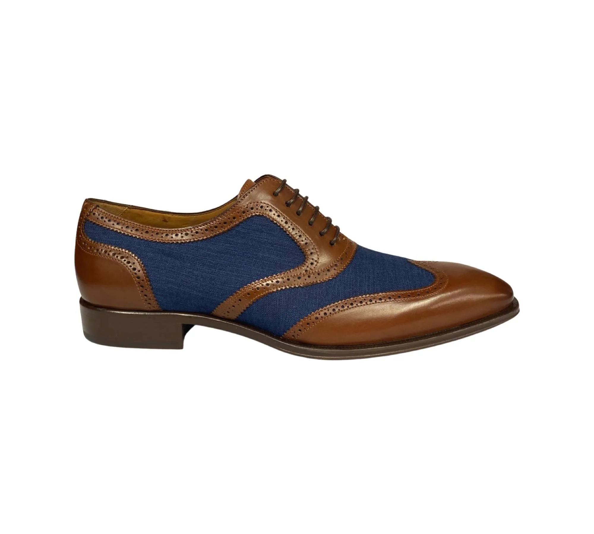 Men's Mezlan Two tone shoe “cognac/Blue”