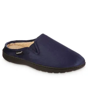 Men's Vincent Hoodback Comfort Slippers in Advanced Memory Foam Isotoner Microsuede, Navy Blue