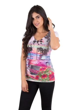 Miami Beach V-Neck  T-Shirt