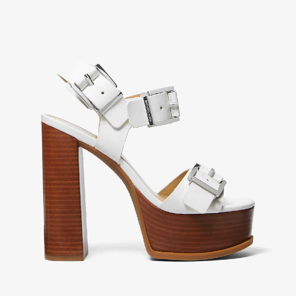 Michael Michael Kors Colby Leather Platform Sandals, white/brown