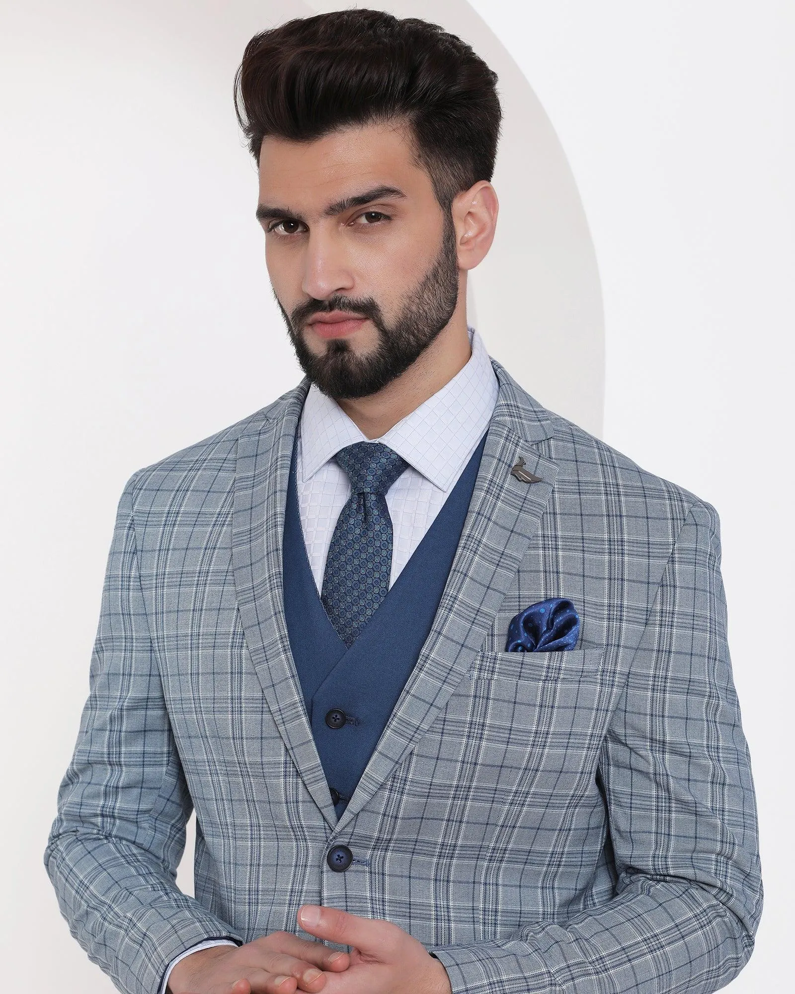 Multitude 6X Teal Check Formal Suit - Grace