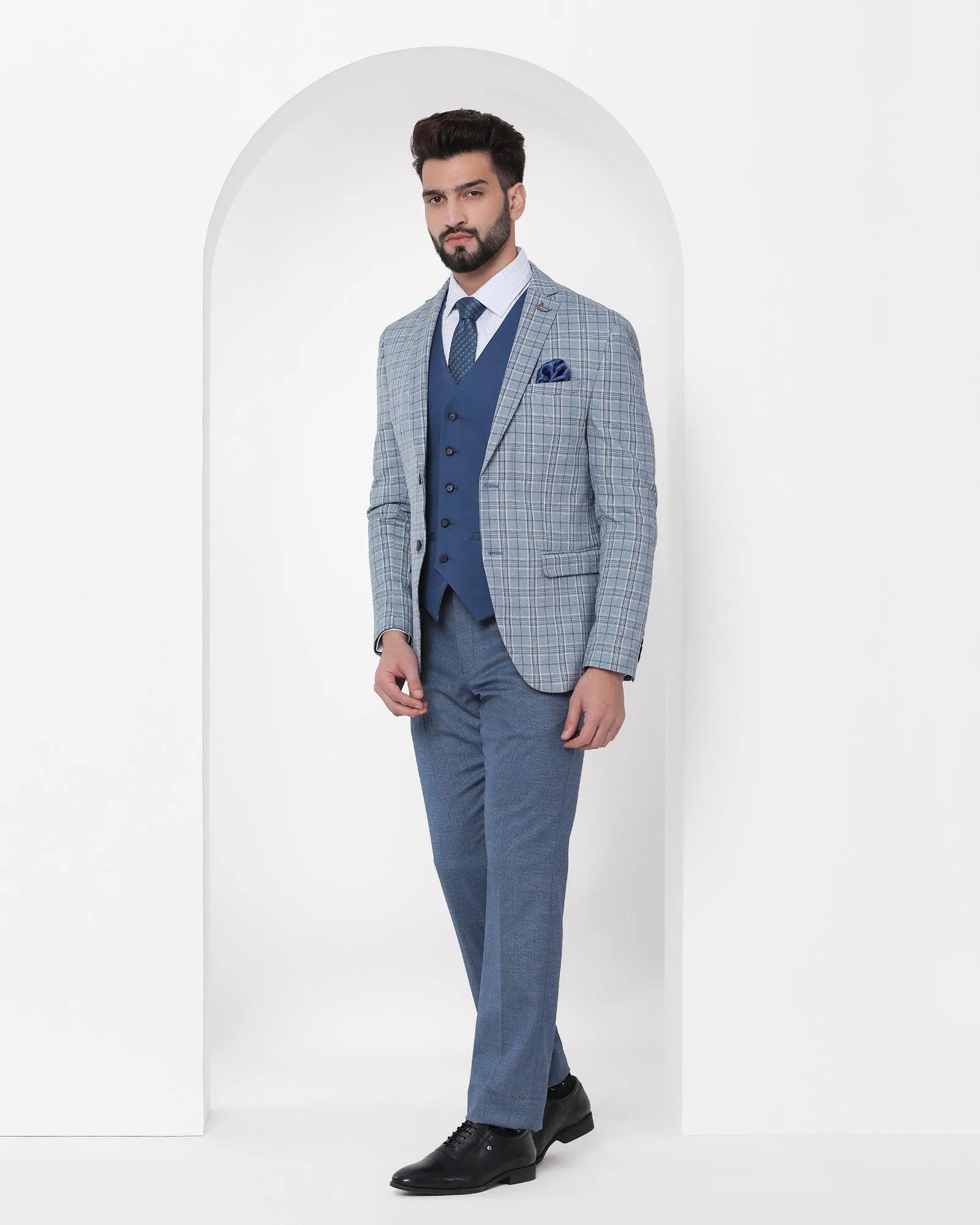 Multitude 6X Teal Check Formal Suit - Grace