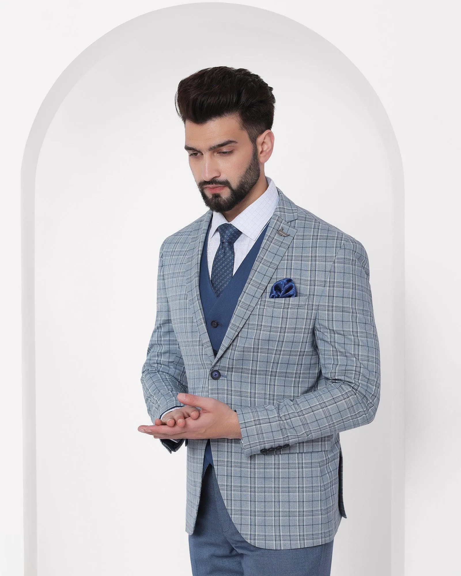 Multitude 6X Teal Check Formal Suit - Grace