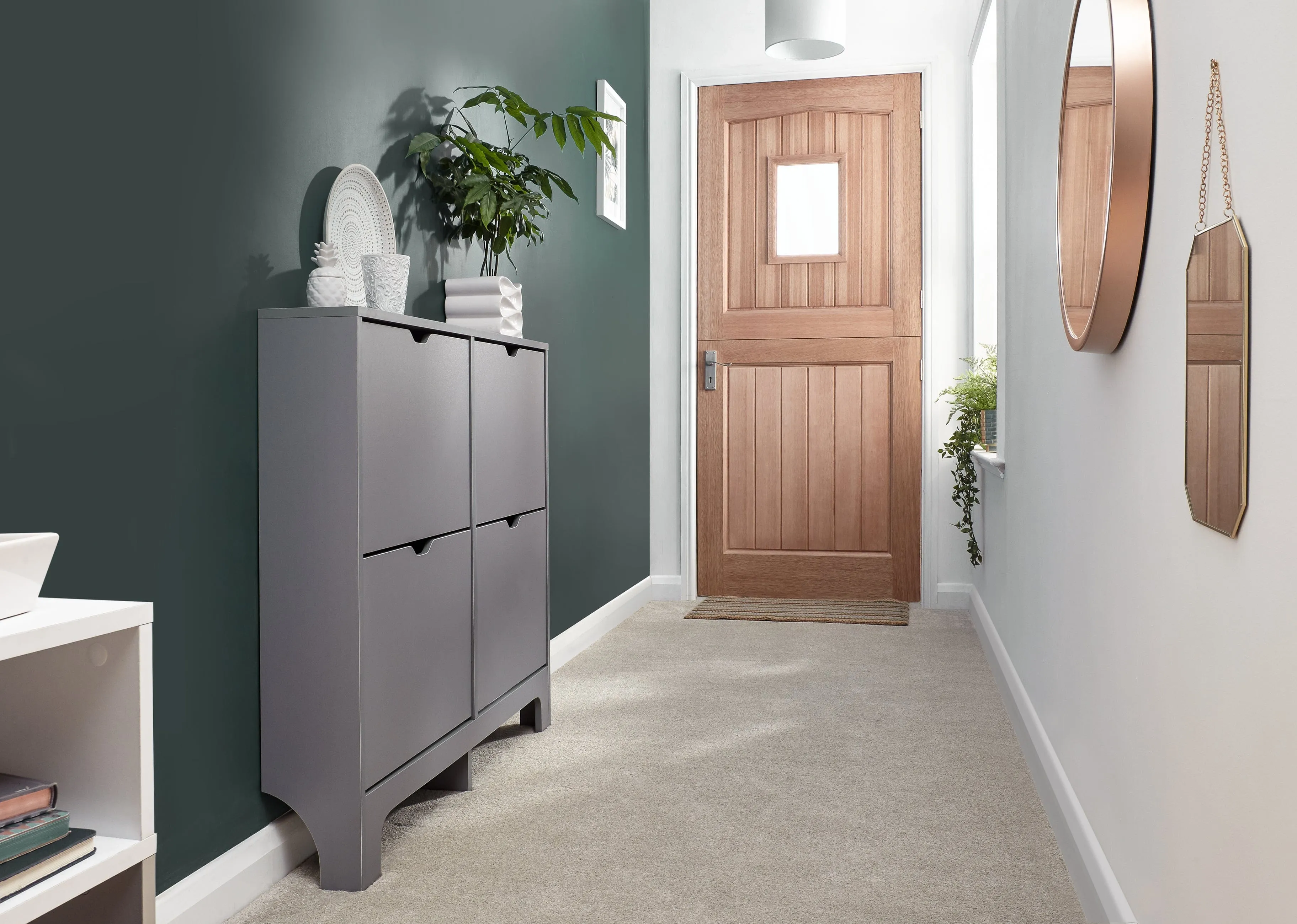 Narrow 4 Drawer Shoe Cabinet Grey