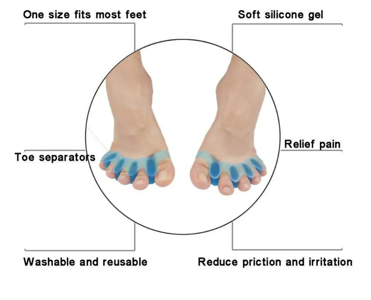 Pair Protective Toe Separators Suitable Bunion Corrector Soft Comfortable Gel