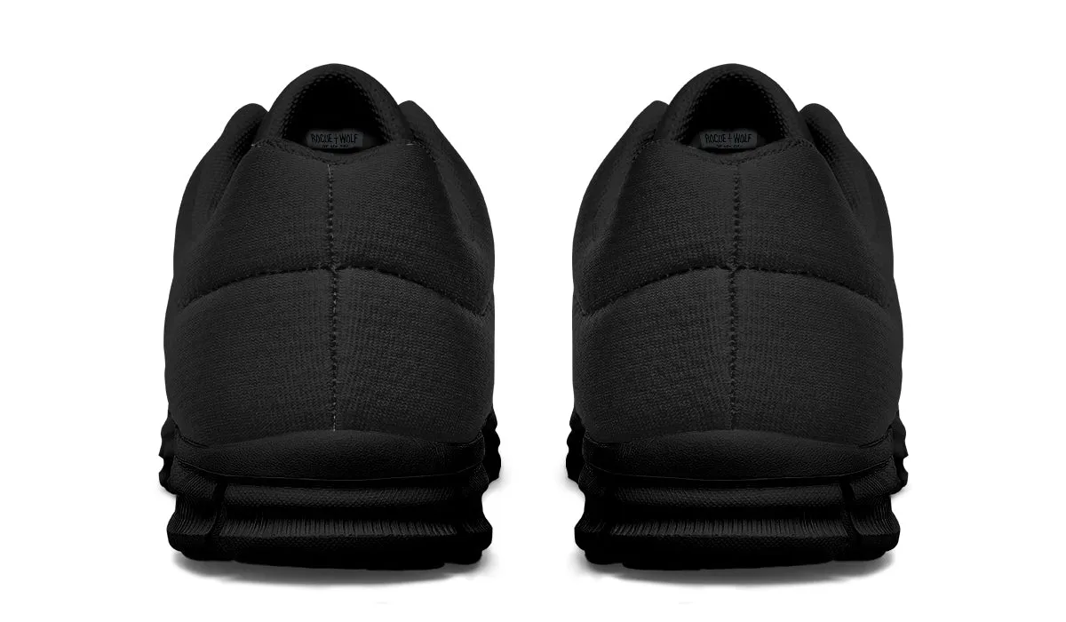 Pitch Black Athletic Sneakers - Light Breathable and Comfortable Sports Shoes with Anti-Slip Soles