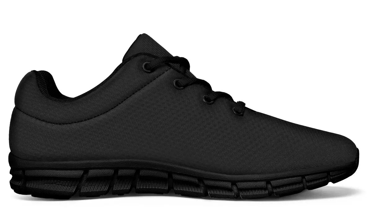 Pitch Black Athletic Sneakers - Light Breathable and Comfortable Sports Shoes with Anti-Slip Soles