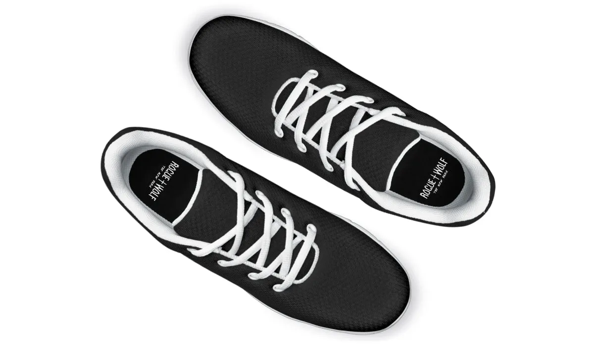 Pitch Black Athletic Sneakers - Light Breathable and Comfortable Sports Shoes with Anti-Slip Soles