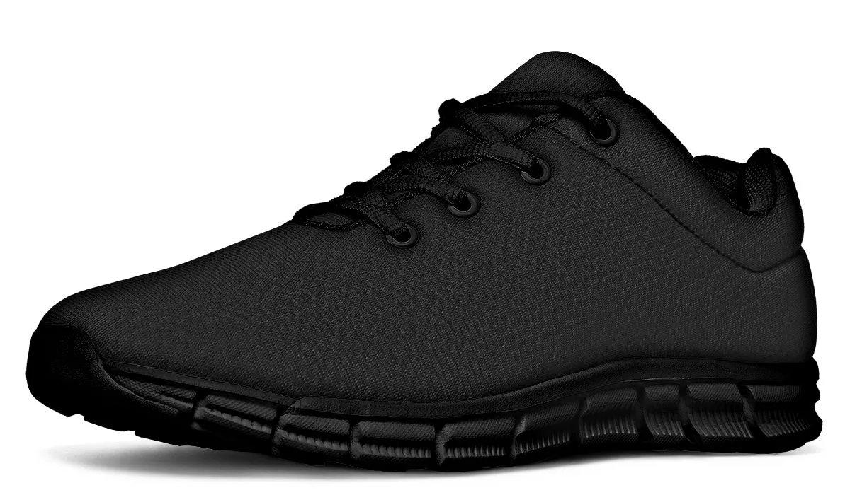 Pitch Black Athletic Sneakers - Light Breathable and Comfortable Sports Shoes with Anti-Slip Soles