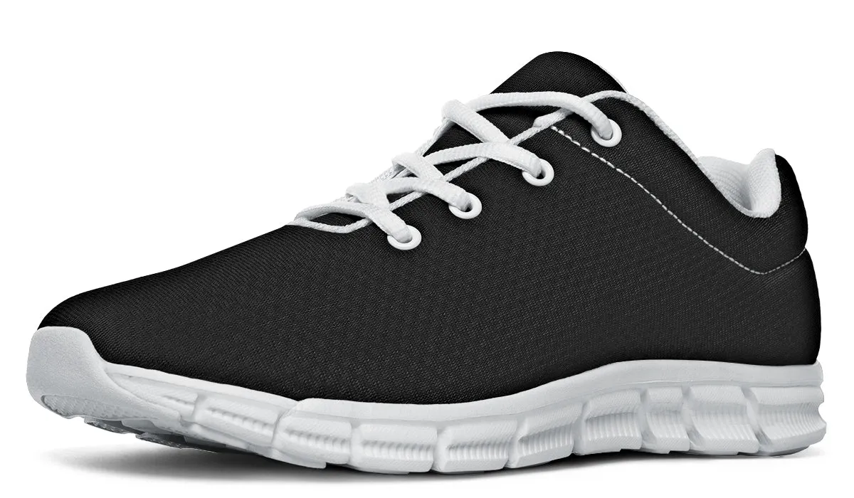 Pitch Black Athletic Sneakers - Light Breathable and Comfortable Sports Shoes with Anti-Slip Soles