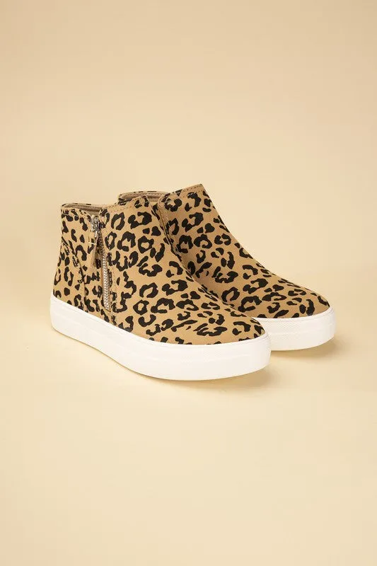 ROUTE High Top Leopard Sneakers