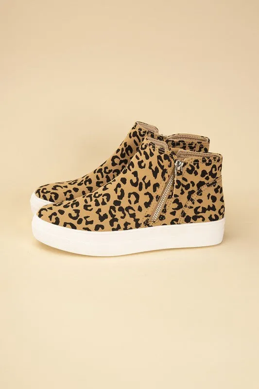 ROUTE High Top Leopard Sneakers