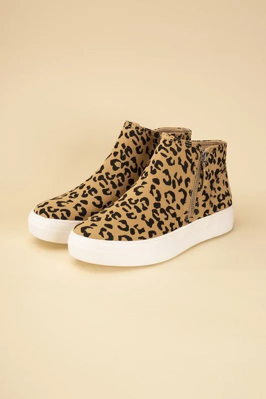 ROUTE High Top Leopard Sneakers