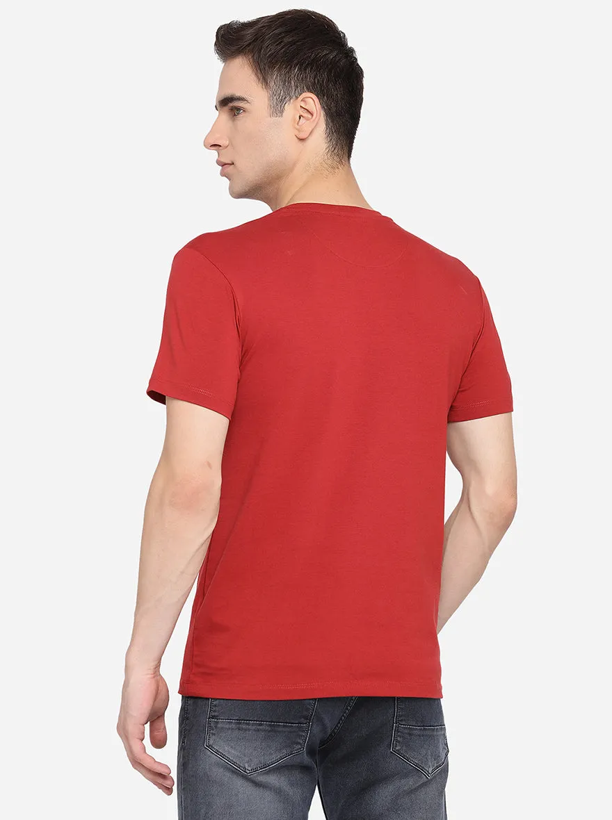 Rust Printed Slim Fit T-Shirt | JadeBlue