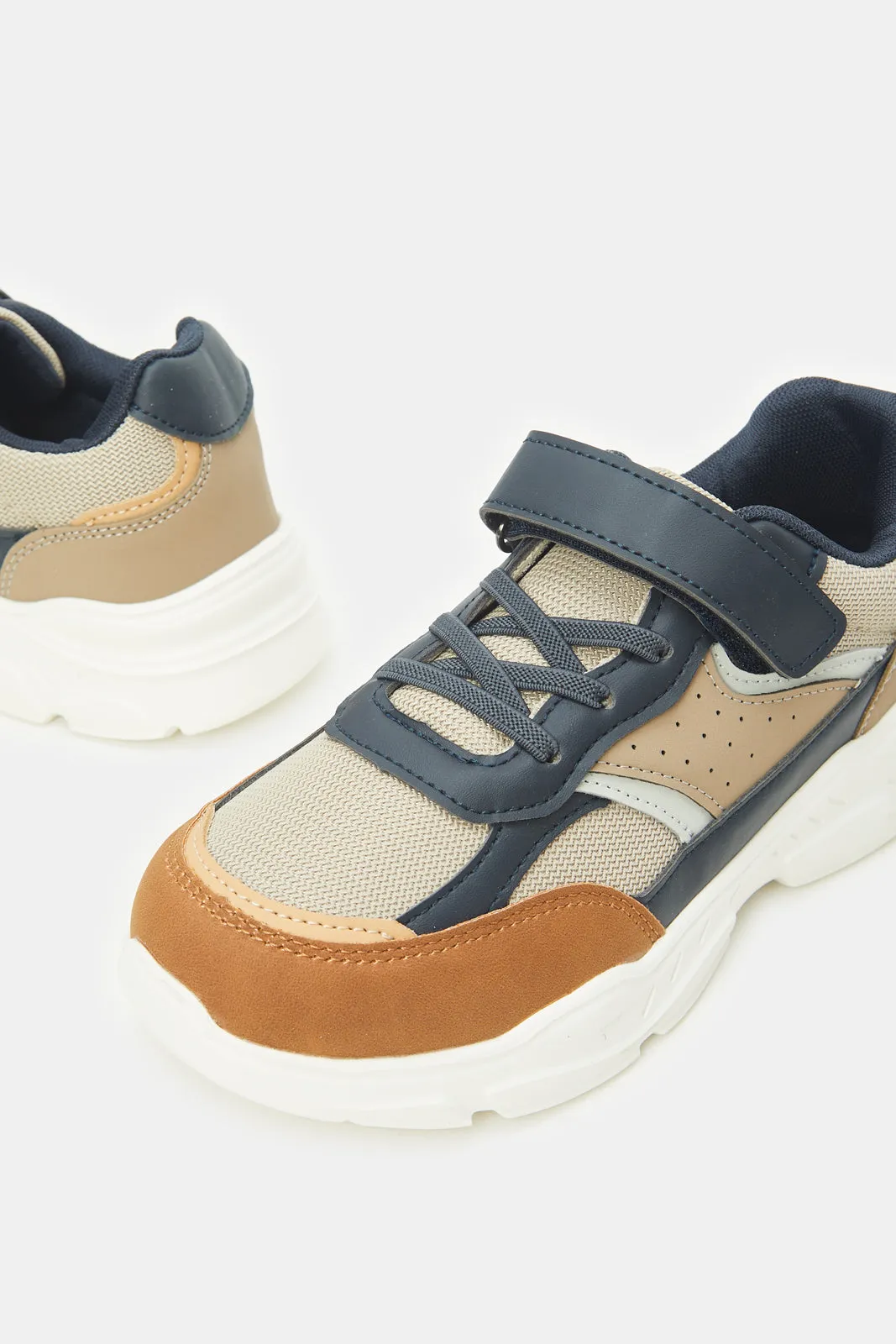 Senior Boys Beige And Navy Chunky Sneaker