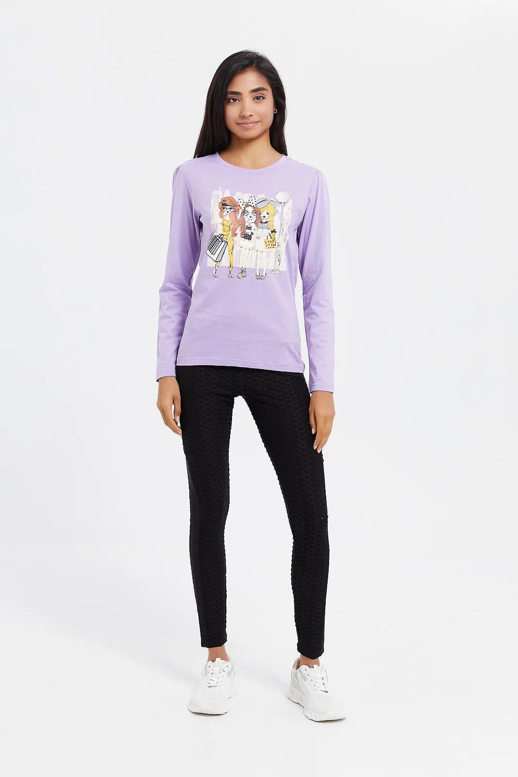 Senior Girls Lilac Printed T-Shirt