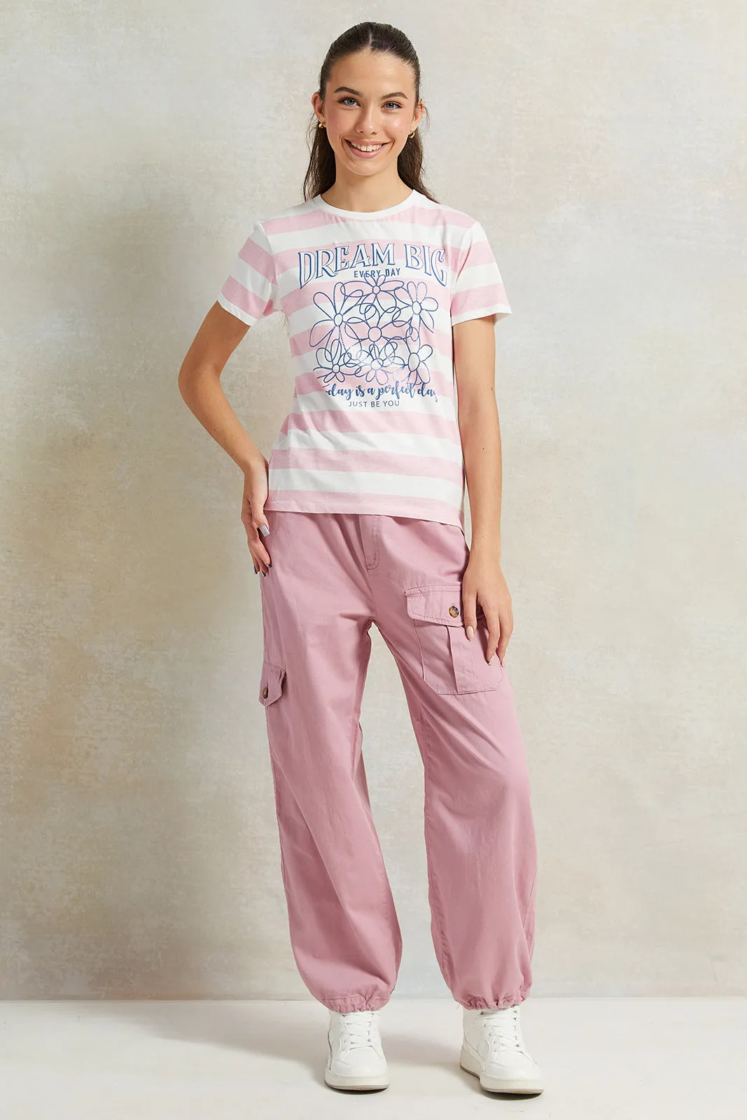 Senior Girls Pink Cargo Pocket Harem Pants