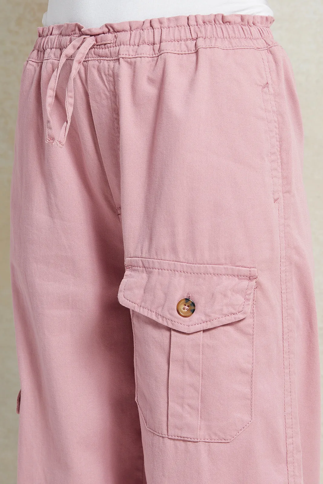 Senior Girls Pink Cargo Pocket Harem Pants