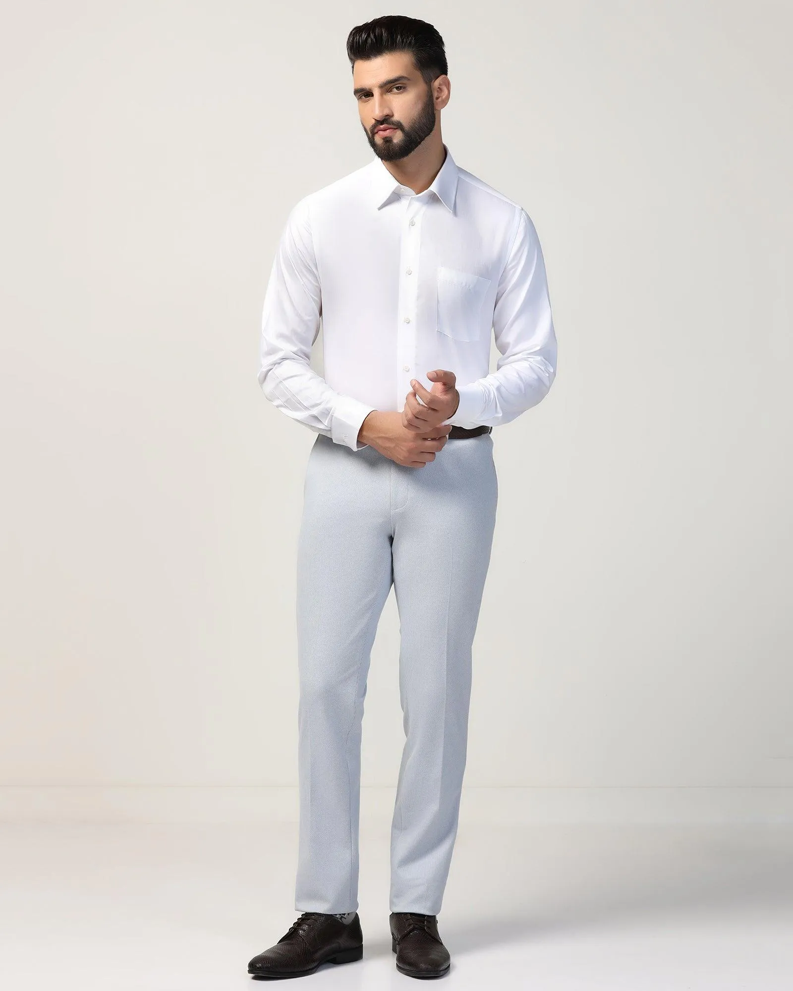 Slim Fit B-91 Formal Blue Textured Trouser - Hummer