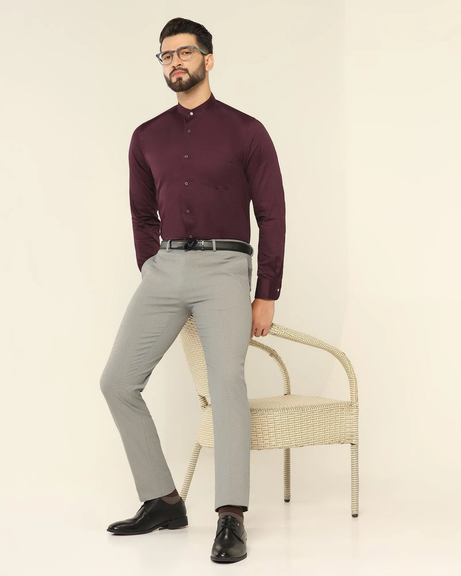 Slim Fit B-91 Formal Grey Textured Trouser - Kettle