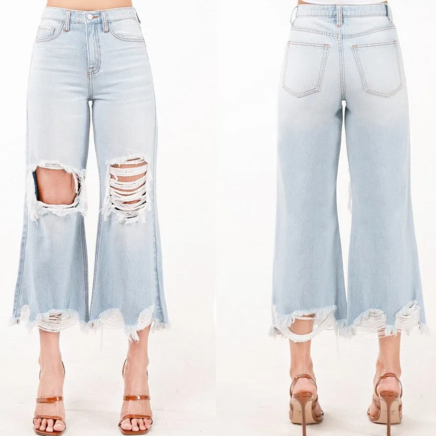 Summer Season High Rise Straight Leg Jeans